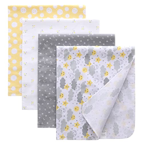 Image of Gina Era Flannel Receiving Blankets, Baby Swaddle Blankets 100% Cotton 4 Pcs One Size 30 X 30 Inch for Baby Boy or Baby Girl (Style8)