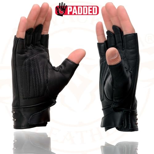 Image of Milwaukee Leather Women's Leather Motorcycle Fingerless Hand Gloves