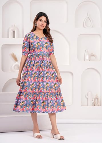 Image of Women's Feeding Kurta Cotton | Floral Anarkali Pregnancy Kurta with Nursing Zipper | Pre & Post Partum | Maternity Dresses | Mom to Be Gift