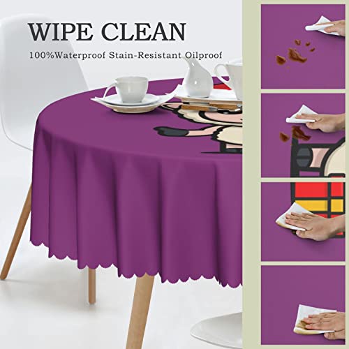 Pooedso Cute Christmas Sheep Tablecloths 60In Round Lace Waterproof Family Table Cover Tablecloth Kitchen Outdoor Party Decoration Tablecloths #TOP3