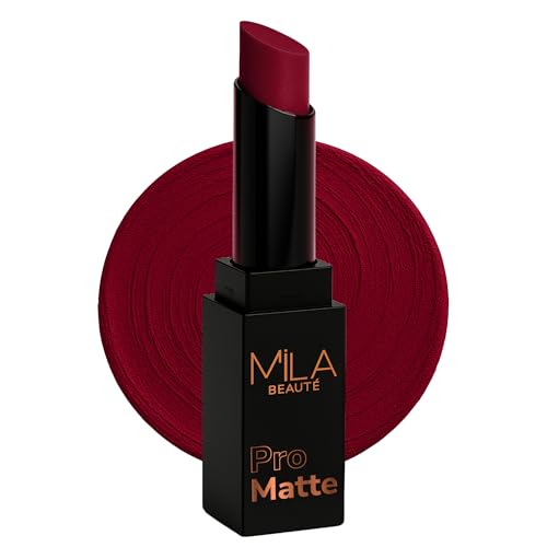 Image of Mila Beaute Pro Matte Lipstick | Highly Pigmented & Long lasting | Semi Matte Finish | Light Weight Lipstick | Single Swipe Application | Luxurious Lip Color | Shade - (Laila, 4.2g)