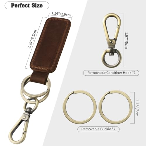 Image of Jack&Chris Genuine Leather Car Keychain, Universal Key Fob Keychain, Leather Key Chain Holder for Men and Women, JC306