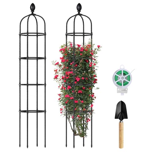 Huvai 2 Pack 6Ft Tall Garden Obelisk Trellis for Climbing Plants Outdoor, Rustproof Plant Trellis Garden Tower Trellis for Potted Plant Climbing, Flowers Vegetable Cucumber Trellis