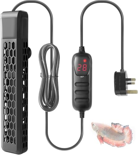 FEDOUR 200W 400W Aquarium PTC Heater with Controller: Digital Heater for Fish Tank and Turtle Tank 100-400L, Submersible Aquarium Heater with Protective Cover