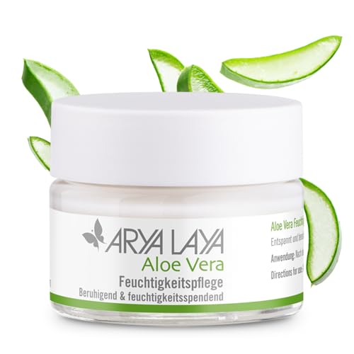 ARYA LAYA Aloe Vera Feuchtigkeitspflege, 50 ml: frischer, jugendlicher Teint für beanspruchte, feuchtigkeitsarme Haut, beruhigend, entspannend & ausgleichend, ideal nach Sonnenbad, vegan