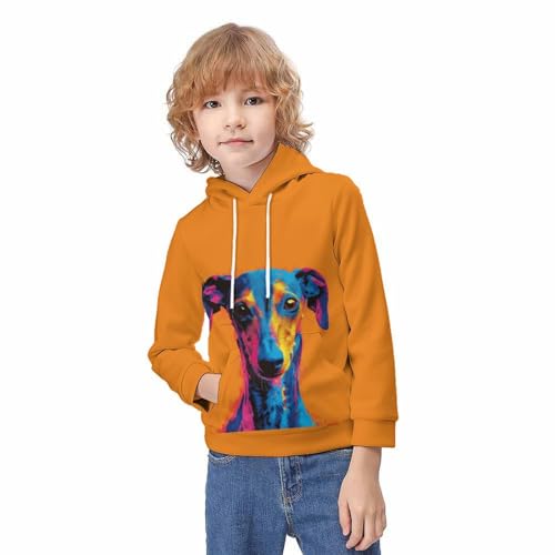 Pull lévrier 3D pour enfant de 9 à 11 ans sweat à capuche imprimé chiot