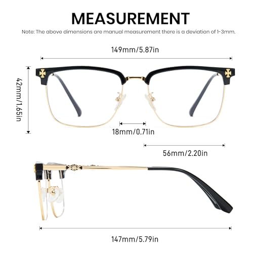 Image of Cyxus Retro Blue Light Glasses Men - Square TR90 Metal Blowline Frame Stylish Trendy for Computer Daily Work 8252