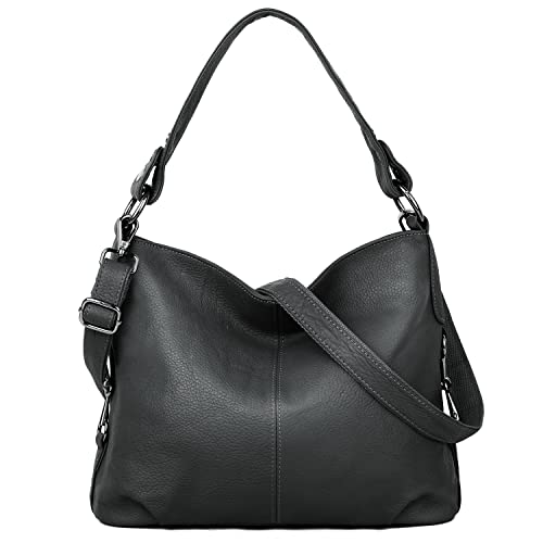 Image of YALUXE Women's Real Leather Shoulder Bags Hobo Handbag Purse Crossbody Bag