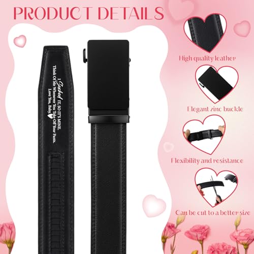 Image of Mens Belt Personalized Engraved I Sucked It So Its Mine Belt Leather Slide Ratchet for Husband Wedding Dress Casual
