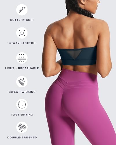 Image of Aoxjox Women's Workout Strapless Bandeau Mesh Bras Training Fitness Running Yoga Crop Tank