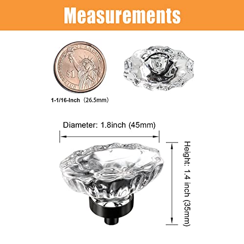Vehcil Crystal Cabinet Knobs，8 Pack Single Hole Matte Black Cabinet Hardware For Kitchen Cupboard Closet Bathroom Dresser Drawer,Exquisite Retro Oval Flower Design #TOP5