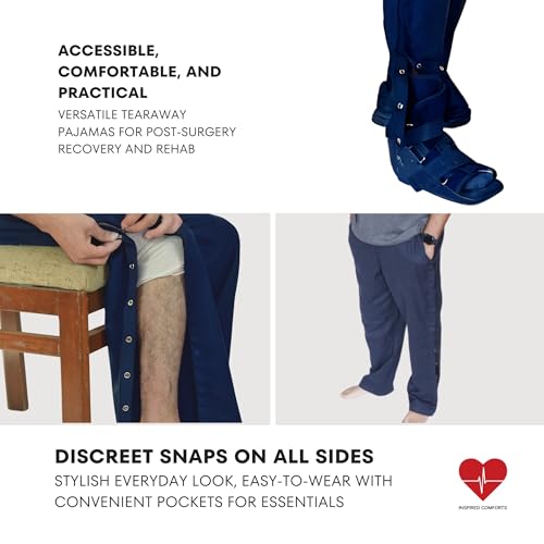 Image of Inspired Comforts Unisex Tearaway Post Surgery Recovery Pajama Pants with Side Snaps & Pockets