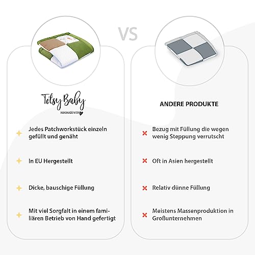 Babykruipmat Fluwelen speelkleed 100x100 cm - patchwork boxinzet Katoen met fluweel en wafelpiqué Dinosaurus - Afbeelding 5