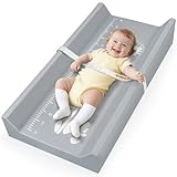 juman Vegan Leather Baby Changing Pad, Waterproof & Wipeable Changing Pad with Infant Height Ruler & Safety Strap, Portable Soft Diaper Changing Mat for Dresser & Table, 31 x 16 inch