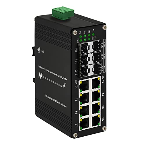 Image of Industrial 8-Port Gigabit Ethernet Plus Switch with 2x10G SFP+ and 4x1.2.5G SFP, 10 /100 /1000Mbps, DIN Rail Mount Unmanaged Ethernet Fiber Switch