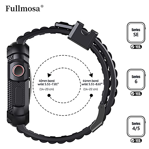 Fullmosa Watch Band, Rugged Iwatch Band Silicone With Screen Protector And Bumper Case For Men, Compatible With Apple Watch Series 8/7/6/5/4/Se2/Se (40Mm, Black) #TOP5