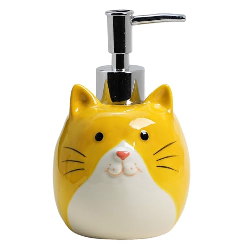 RockTrend Orange Cat Ceramic Lotion Bottle Soap Dispenser with Pump