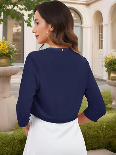 Image of Women's Long Sleeve Shrugs Lightweight Open Front Cropped Cardigan for Women S-2XL