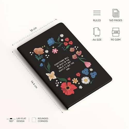 Image of FACTOR NOTES A6 Notebook (Not the End) | Ruled, 160 Pages, 90 GSM Thick Paper | Cute Aesthetic Notebook for Women