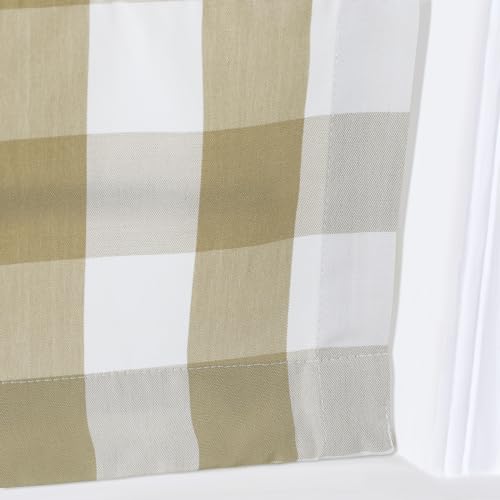 Image of TWOPAGES No Drill Cordless Buffalo Plaid Roman Shades Gingham Checkered Roman Blinds for Windows, Custom Made Room Darkening Blinds Farmhouse Shades, Khaki Grid, 1 Piece
