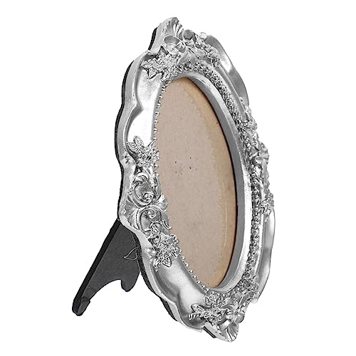 GLEAVI Marco de Fotos Vintage Ovalado de Resina con Tallado Floral Marco Pequeño para Escritorio y Decoración DIY Artesanal Hogar