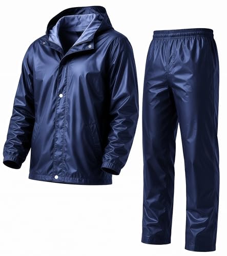 Image of Mens Raincoat Suit with Pant Set Trendiva Series | Waterproof Lightweight Breathable Rain Wear | Strong Stitching, Elastic Cuff & Waterproof Zipper Raincoat for men waterproof