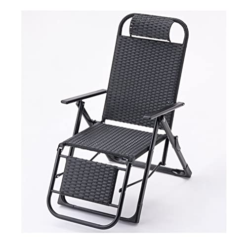 Tumbona Plegable Ajustable para Exteriores, reclinable, de Gravedad Cero, con Almohada, portátil, para Piscina, Playa, Patio, césped, Camping, Estructura de Acero y ratán Tejido.