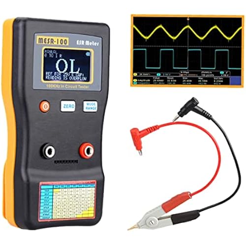 Geevorks Professional Capacitor Tester V2, Ohm Meter 0.001-100.0R with SMD Test Clip, Auto-Ranging Capacitance Resistance Circuit Tester