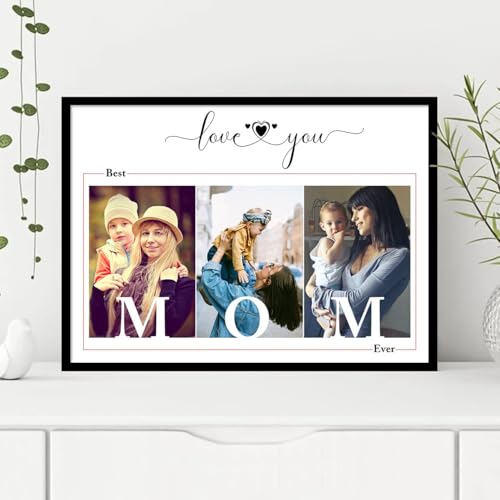 Image of Make Your Mother Smile This Mothers Day with the Custom Print with Photo Upload, Personalized Frame For Living Room, Decorative Home Decor Wall Hanging (Black, A4)