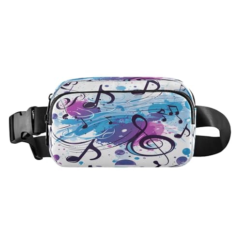 CEBUGI Hiking Mini Waist Packs for Men Women,Musical Notes Fashion Water Resistant Fanny Packs with Adjustable Belt for Workout Traveling Running