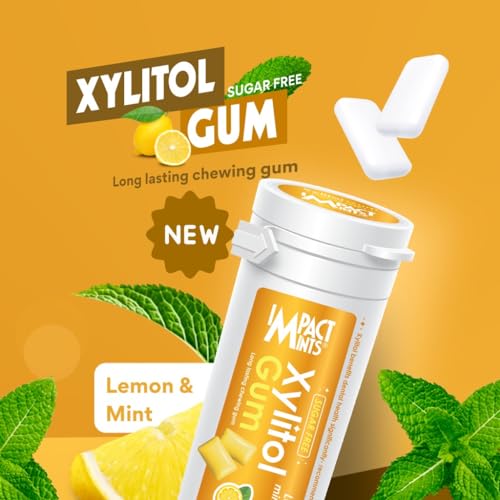 Image of inchIMPACTMINTS inch Sugar Free Xylitol Chewing Gum Assorted Flavour - Lemon, Lime & Soda (Pack of 9, 30g Each)