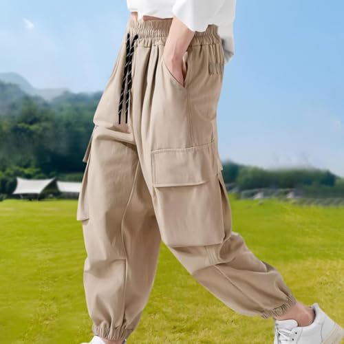 Teens Boys Ankle Cargo Pants Cute Lightweightt Athletic Joggers with Pockets Kids Fashion Elastic Waist Sweatpants2