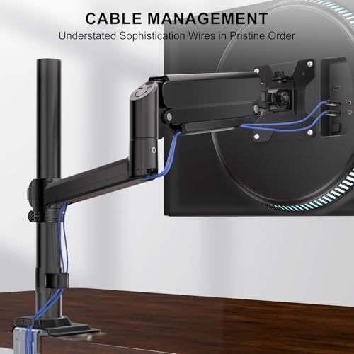 Image of WALI Single Monitor Arm 13-32 Inch, Single Monitor Mount, Vesa Desk Mount up to 19.8lbs Gas Spring Arm with Clamp, VESA 75x75mm or 100x100mm Compatibility(GSDM001), Black