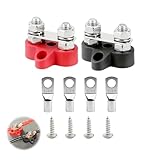2 Stück Dual Anschlussbolzen M8 Batterieklemmenblöcke 12V-48V, Stromverteilungs-Klemmblock Busbar für Auto, LKW, Wohnmobil und Boot Isolierung in Schwarz und Rot für sichere Verdrahtung (Dual M8)