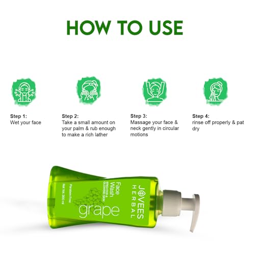 Image of Jovees Herbal Grape Face Wash With Grape Seed & Orange Peel Extracts | For Brighter & Glowing Skin | Reduces Uneven Skin Tone & Fine Lines | For All Skin Types 300ml