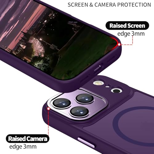 Image of Elzzi Magnetic Magsafe for iPhone 17 Pro Max Case (Compatible with MagSafe) Slim Translucent Matte Shockproof with Anti-Fingerprint Phone Case - Deep Purple