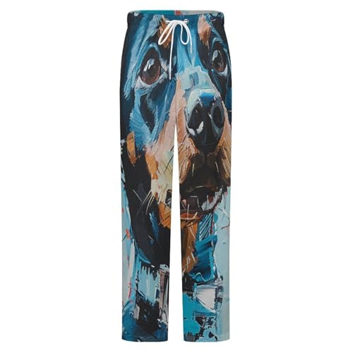 Dachshund Dog Print BlueMen's Winter Loose-fitting Trousers for Indoor And Outdoor Use4