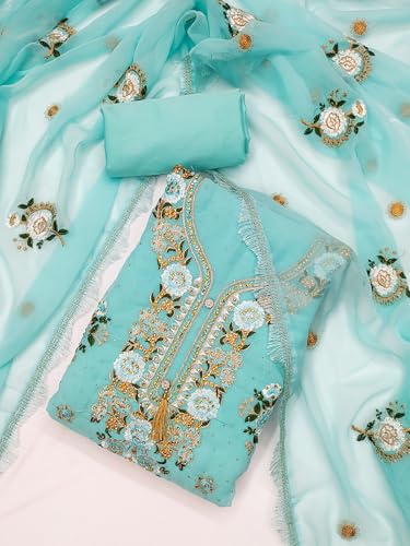 Image of Women's Georgette Embroidery Work Unstitched Dress Material