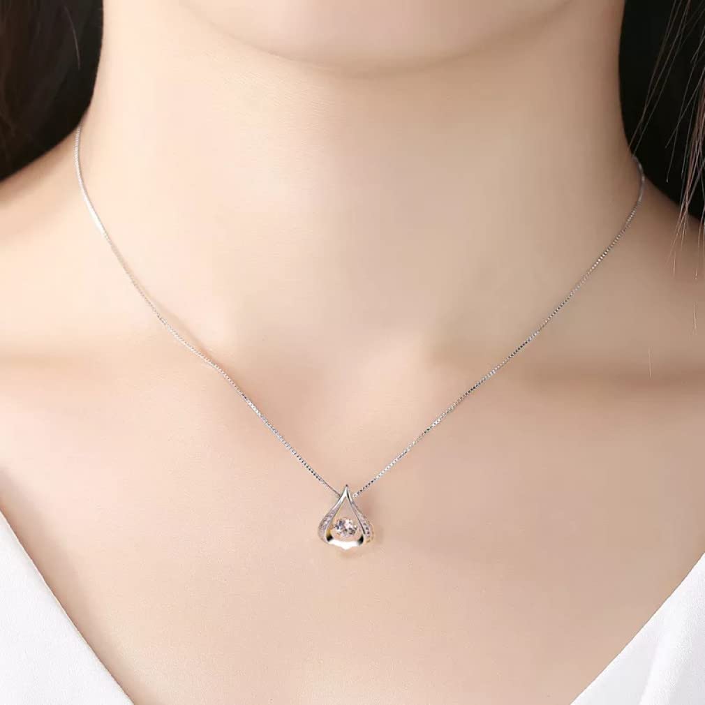 Trójkąt Woda Naszyjnik 925 Sterling Silver Rhinestone Naszyjniki Kobiety Biżuteria Prezent