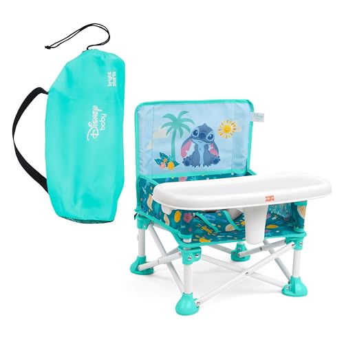 Image of Bright Starts Disney Stitch Pop 'N Sit Portable Booster, Indoor/Outdoor Use, Floor Seat with Feeding Tray, Blue, 6 Mos - 3 Yrs
