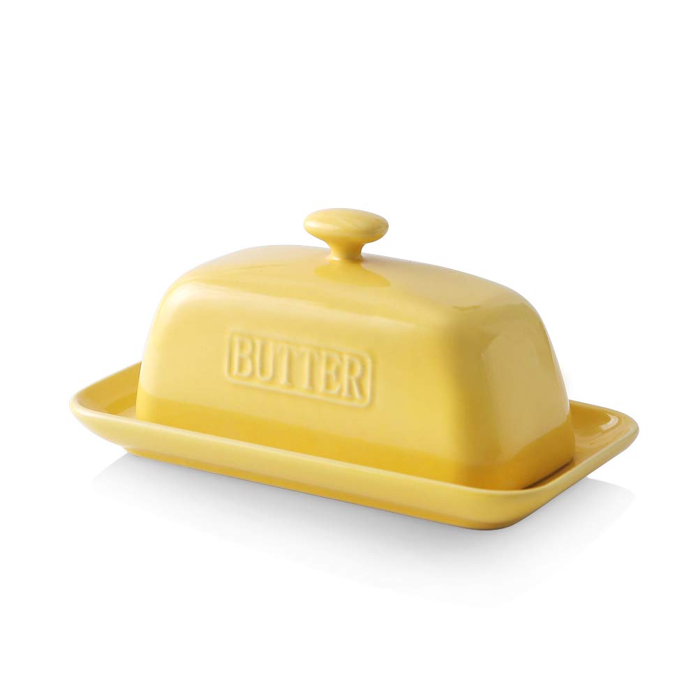 Buy KOOV Porcelain Butter Dish with Lid for Countertop, 7.5 inch wide Perfect for East/West