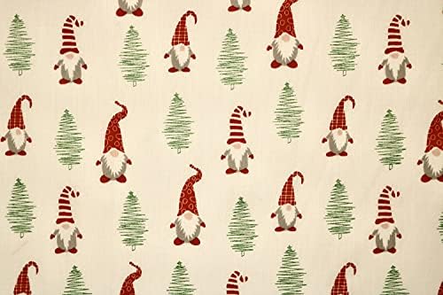 Pyrhan Christmas Gnome Polycotton Prints 45 Inch Wide Dress Craft Fabric Material by The Metre -Floral Polycotton Print Used in Sewing Kit and Accessories-Quilting Fabric