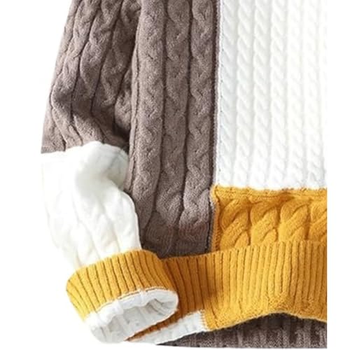 Mens Colorblock Cable Knitted Patchwork Knit Wool Sweaters for Men Vintage Sweater Striped Pullover Sweater4