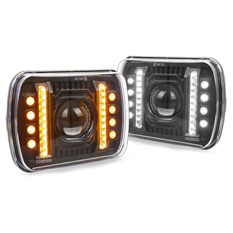 ZJUSDO 5x7 inch LED Headlights with Anti-glare Z-Shaped Lighting Pattern Hi/Low Beam DRL Turn Signal Light 7x6 LED Headlights Compatible with Jeep Cherokee XJ Wrangler YJ Express 1500 3500 Cover