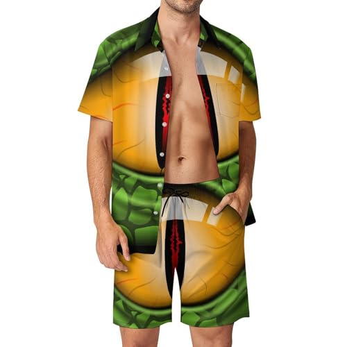 Chemise Hawaïenne Homme Yeux De Dragon Ensemble Short Pantalon Plage Été S