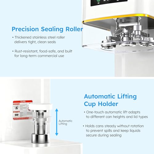 Image of Mojgar Commercial Can Sealer Machine, Automatic 202 (55mm) Soda Can Sealer