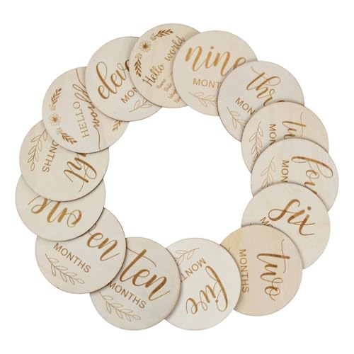 Futuhada - Tarjetas de madera para recién nacido, 14 momentos especiales del primer año, Milestone baby cards neonat de madera, excelente regalo