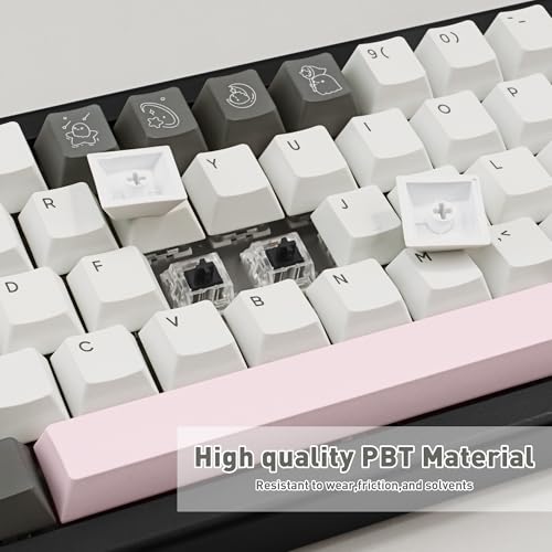 Teclas PBT para teclado mecánico Cherry MX de 130 teclas sublimadas en blanco y negro 5