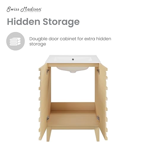 Image of Swiss Madison Cascade 24 inch Bathroom Vanity in Natural Oak