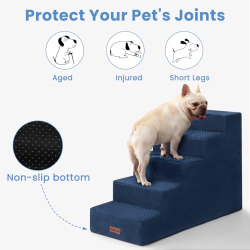 Image of Aodisman Dog Stairs for High Beds 22.6 inch H, 5-Step Pet Steps for Small Dogs